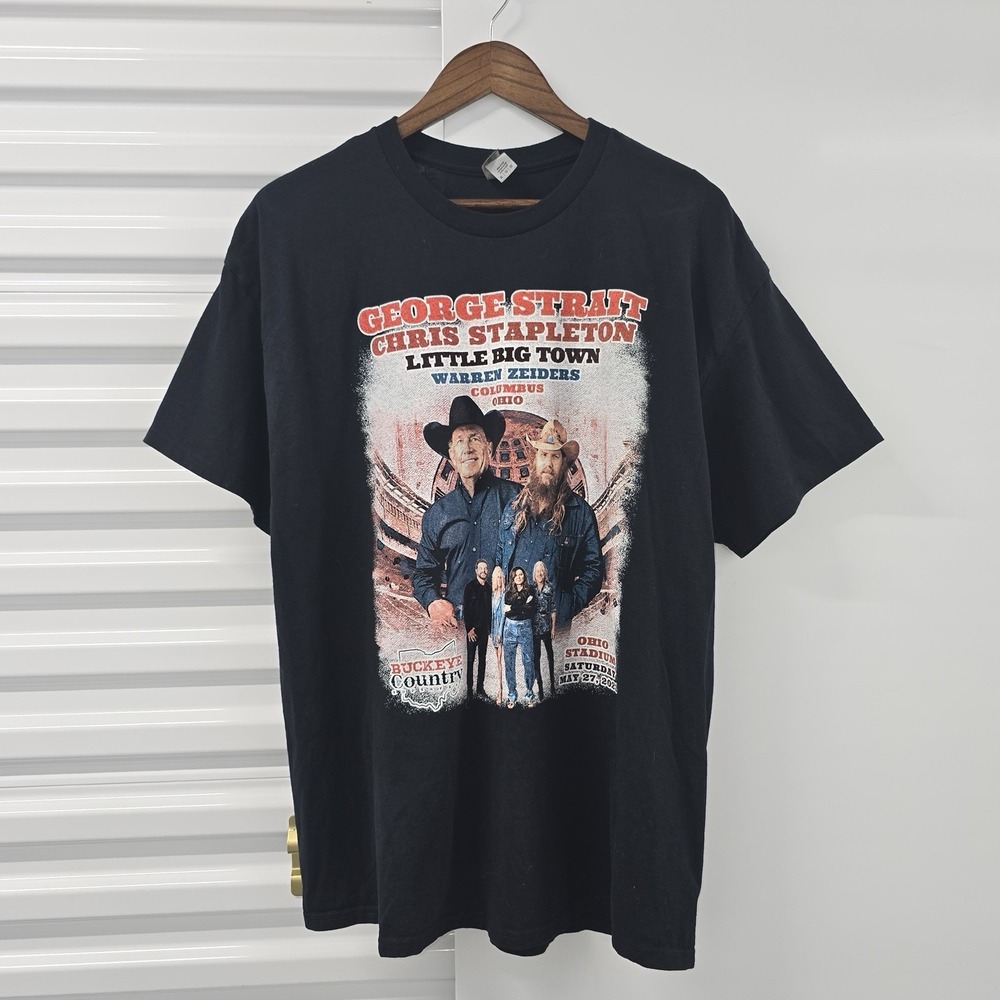 George Strait Chris Stapleton 2023 Columbus Ohio Concert T Shirt XL Black